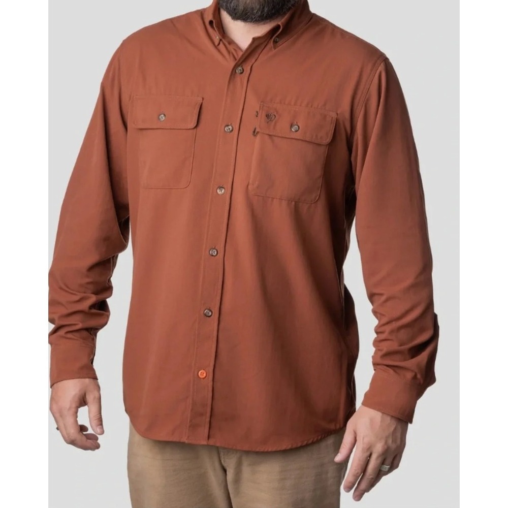 Duck Camp Mens Hunting Shirt Large Rust Brown NEW Midweight Signature Nylon